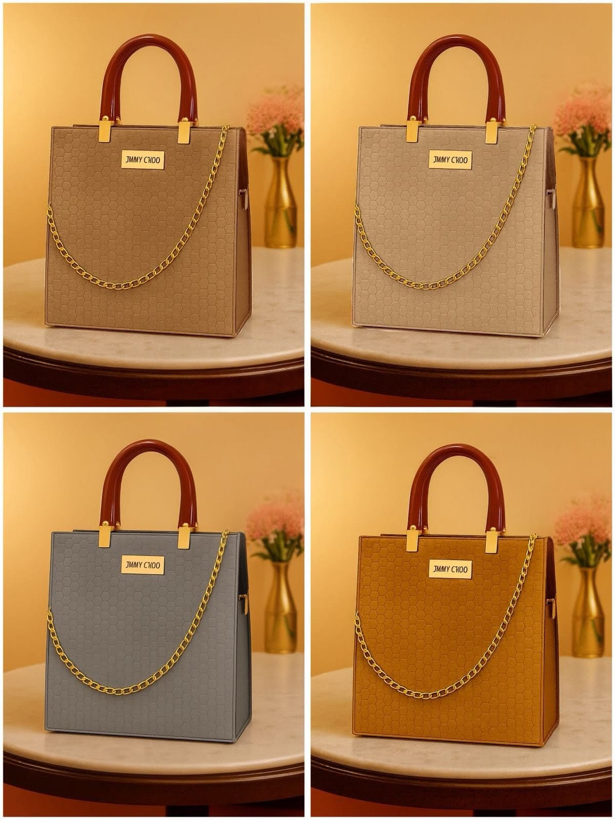 Jimmy Choo High Quality Bag With Unique Handle For Girls