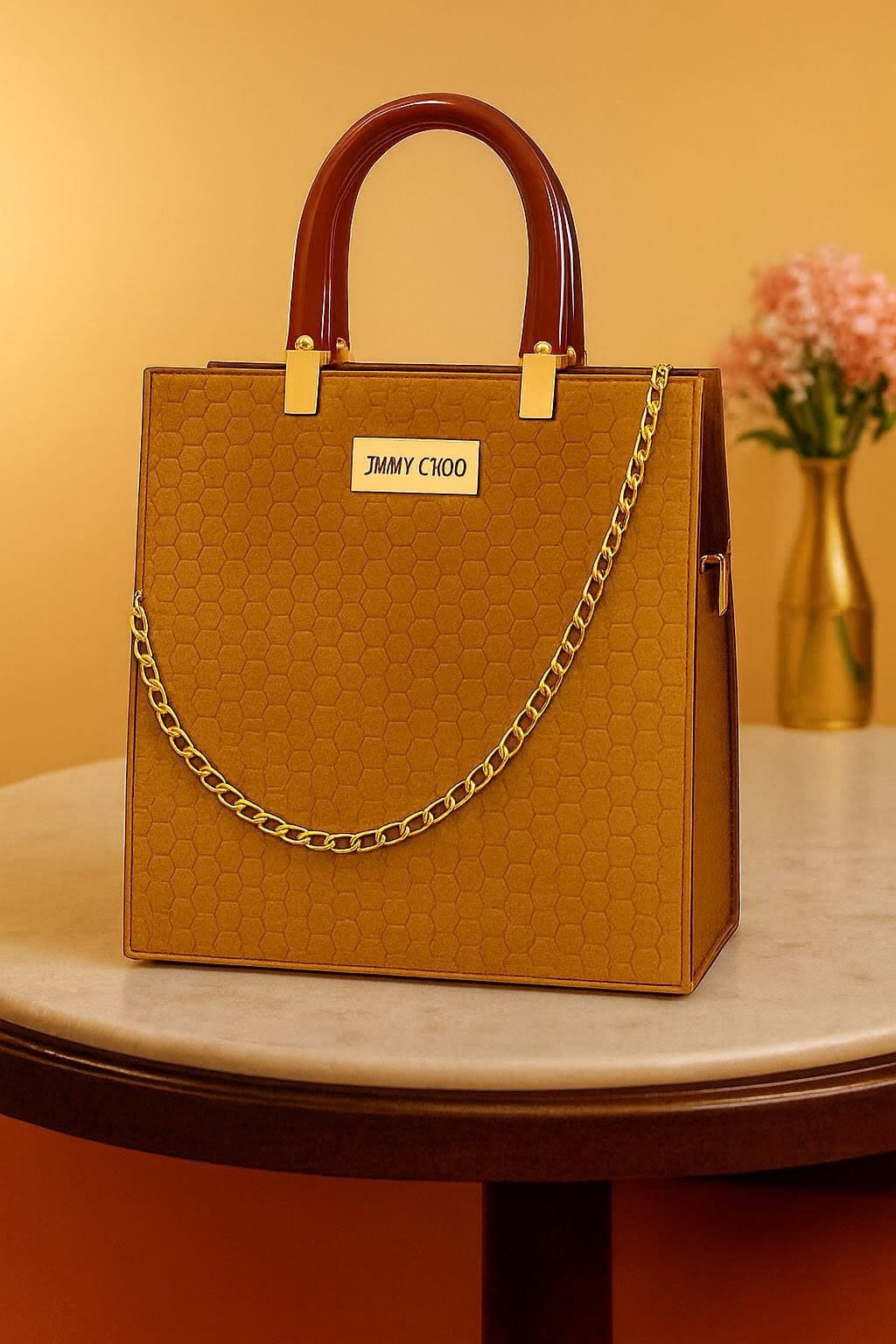 Jimmy Choo High Quality Bag With Unique Handle For Girls